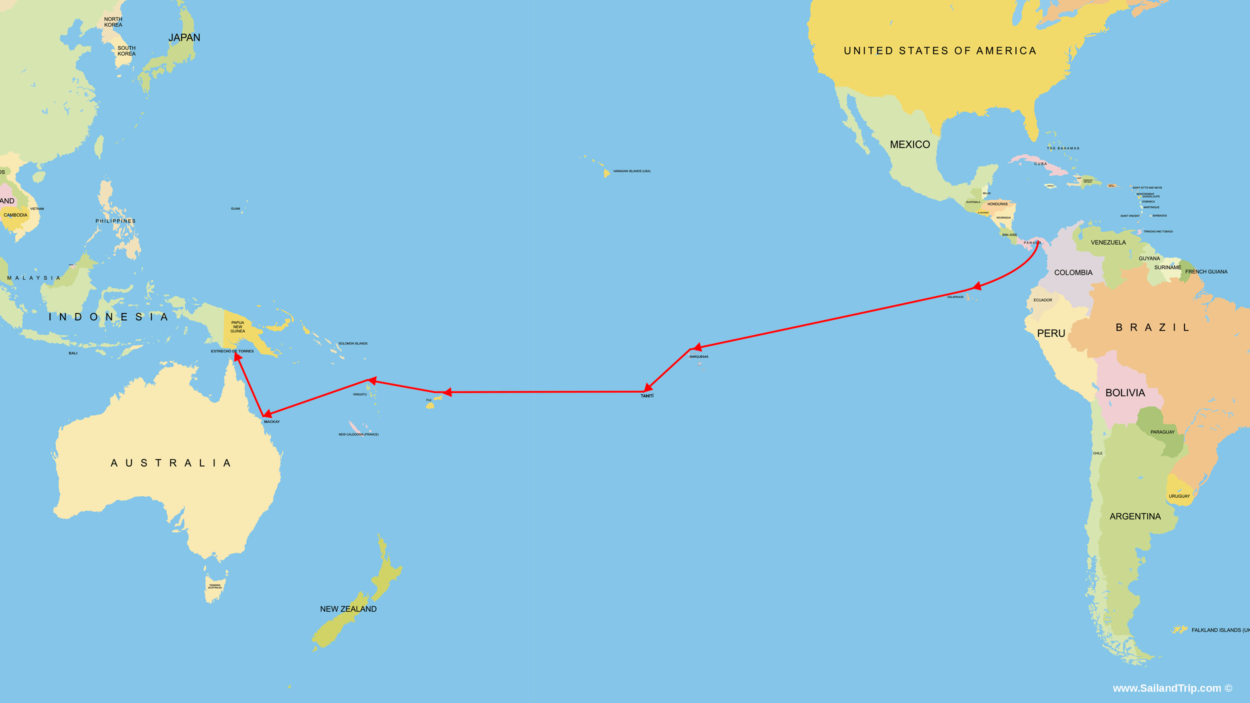 Rutas a vela del Océano Pacífico