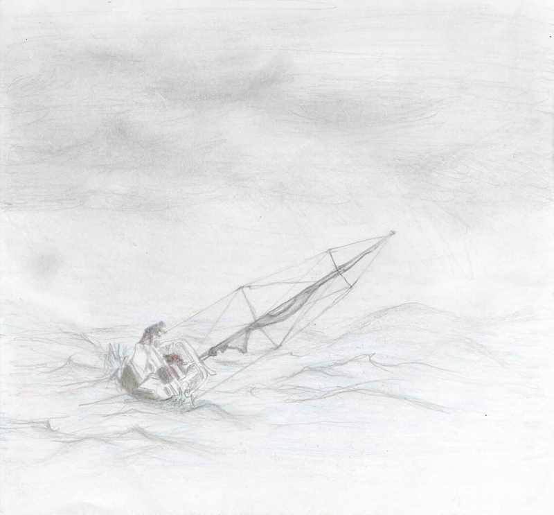 Dibujo velero en tormenta